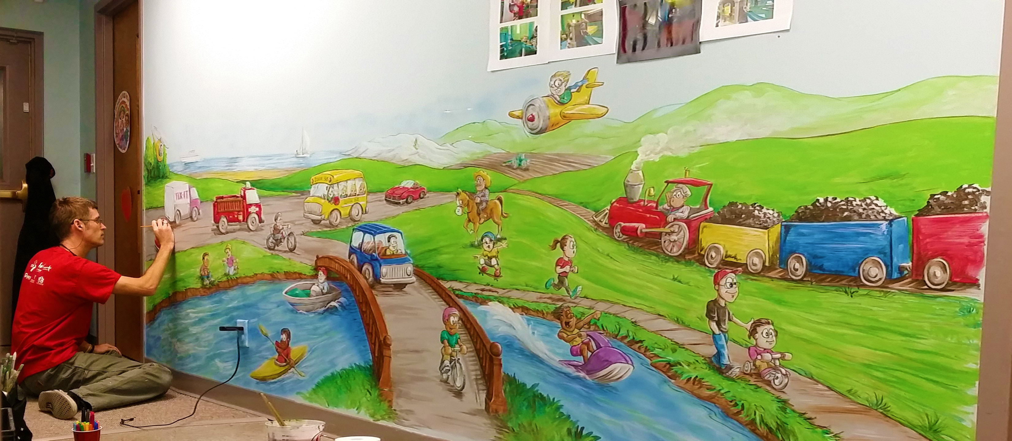 Transportation Daycare Mural Free Sky Studios Professional Mural