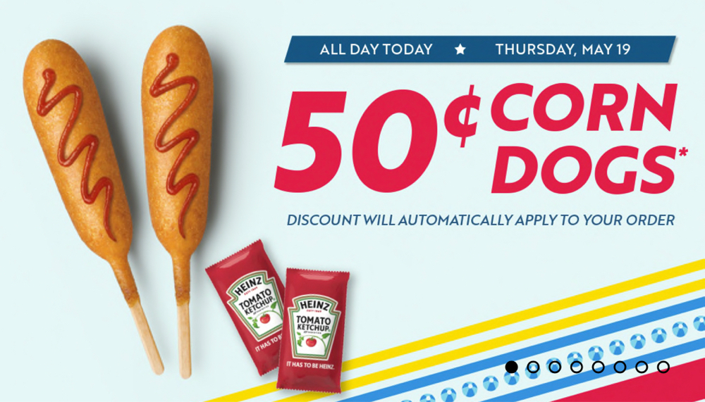 50 cent corn dogs at sonic 😊 today only!! Free Stuff Finder