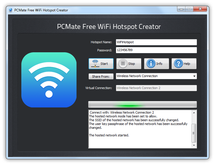 PCMate Free WiFi Hotspot Creator Free WiFi Hotspot Creator Screenshot