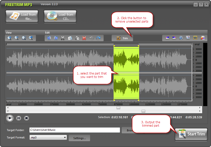 FreeTrim MP3 Trim MP3 with Ease!