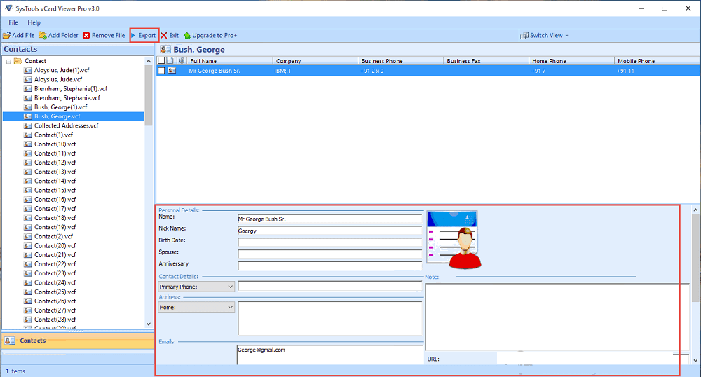 VCF, vCard Viewer and Print Heroku