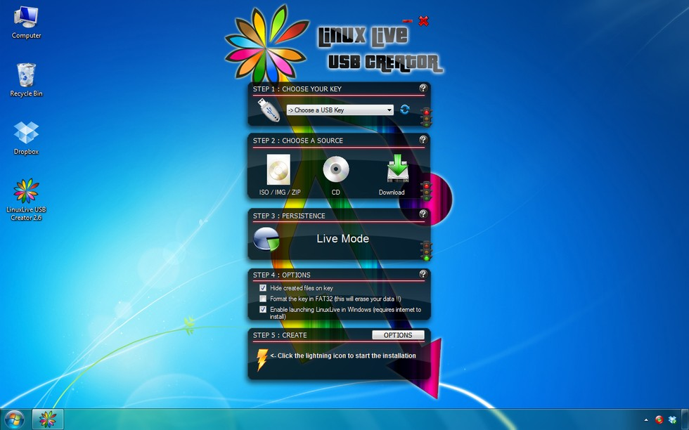 Linux Live USB Creator install Linux on a bootable USB, or run it from