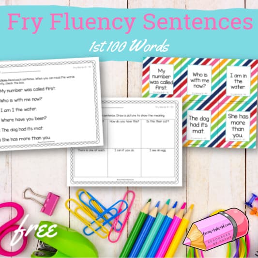 Fry Fluency Sentences 2nd 100 Free Word Work