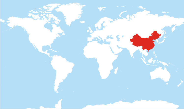 Where is China located on the World map?