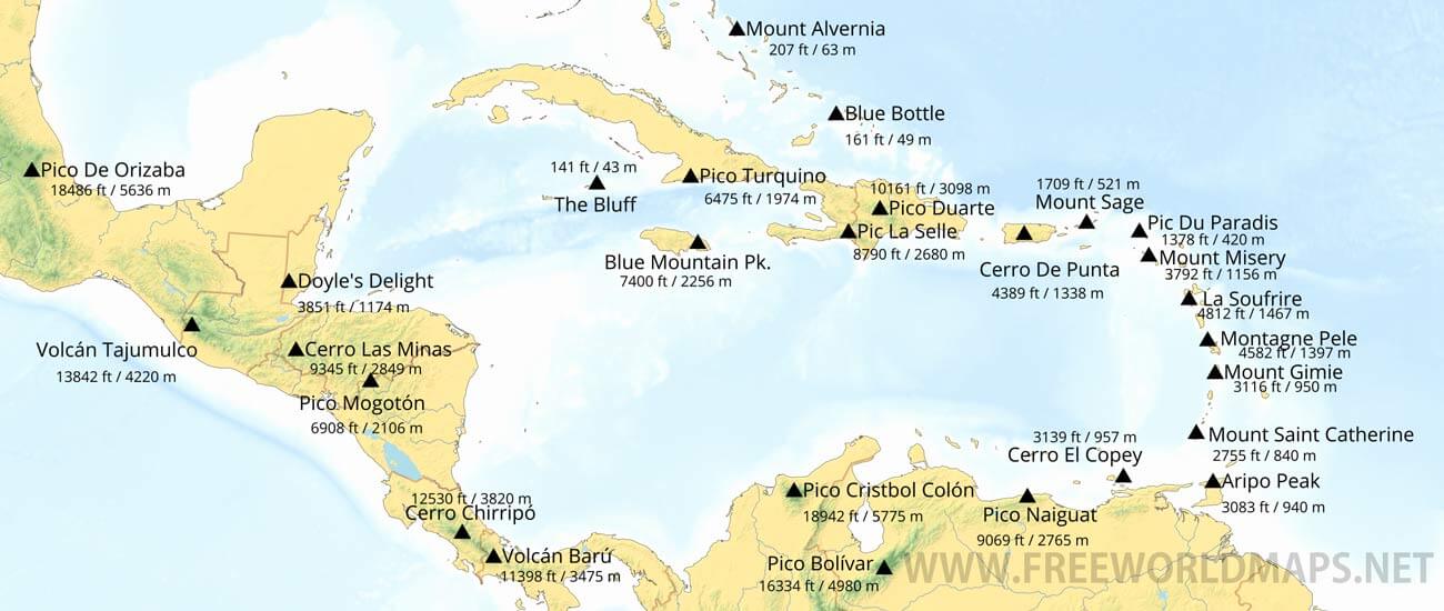 Caribbean Physical Map