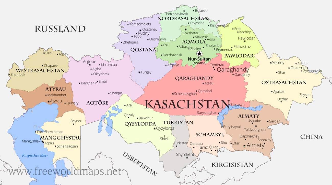 Karte von Kasachstan