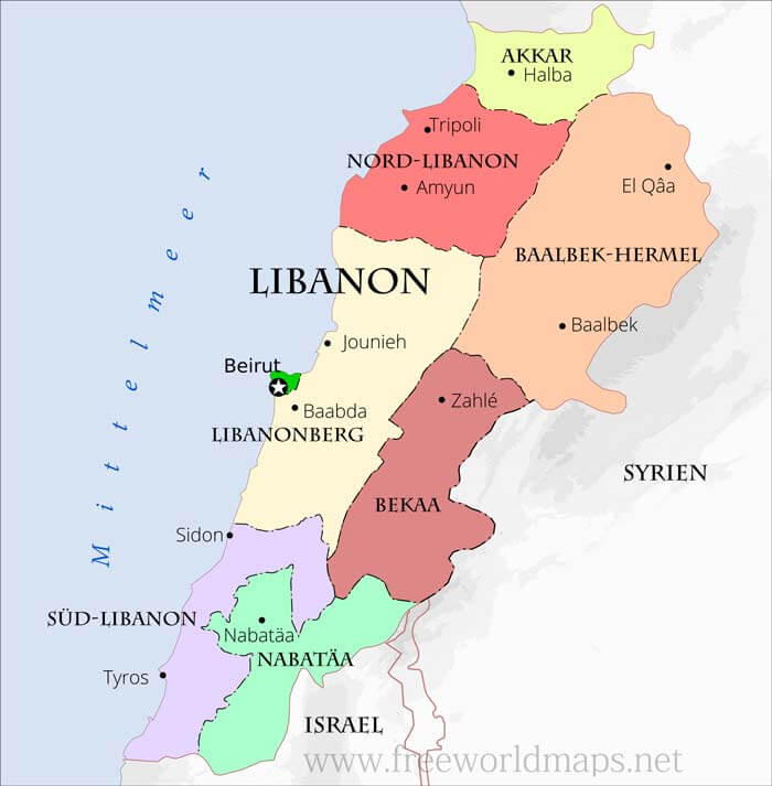 Karte von Libanon