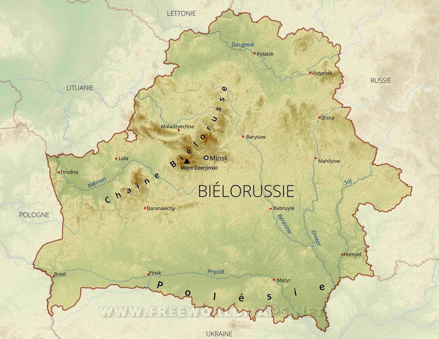 Carte Geographique De La Bielorussie Carte de Biélorussie