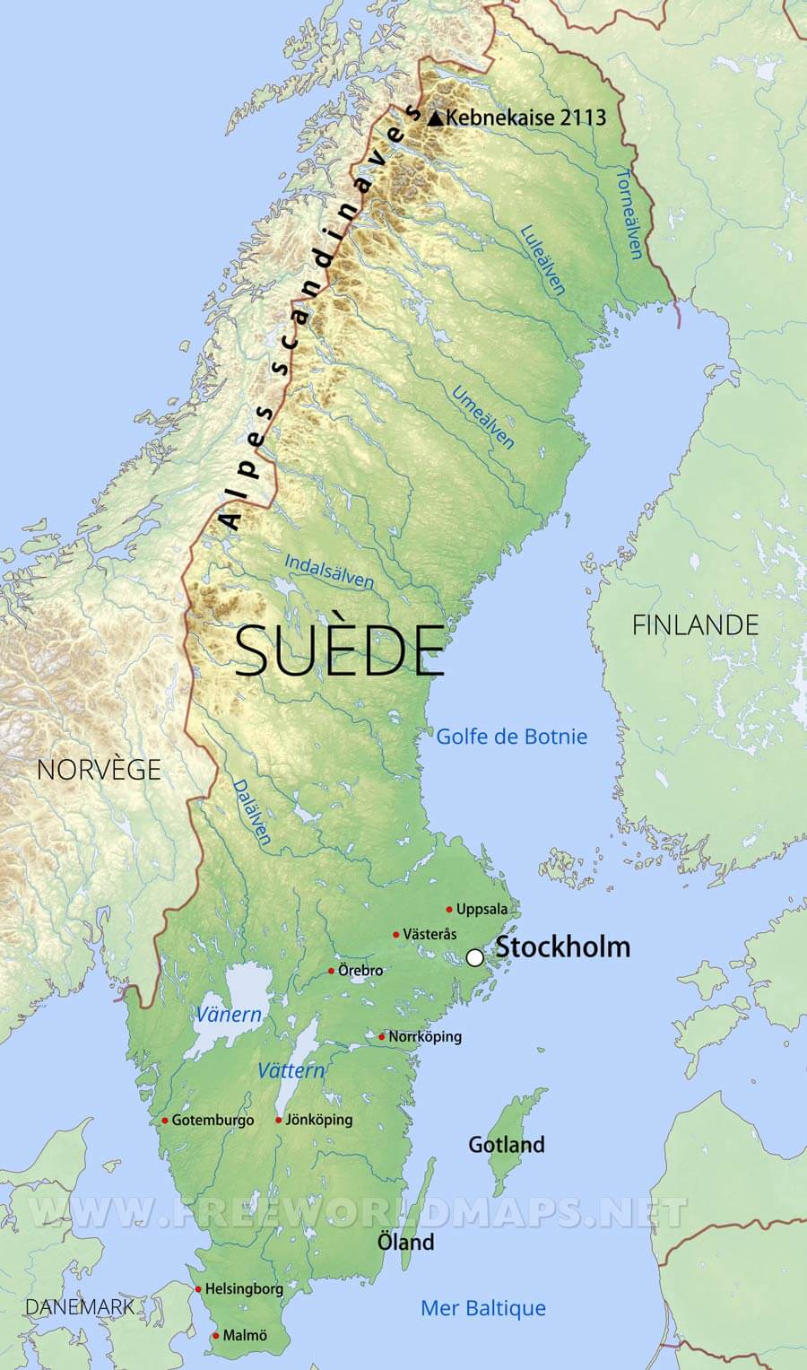 Carte De La Suède À Imprimer Carte de Suède