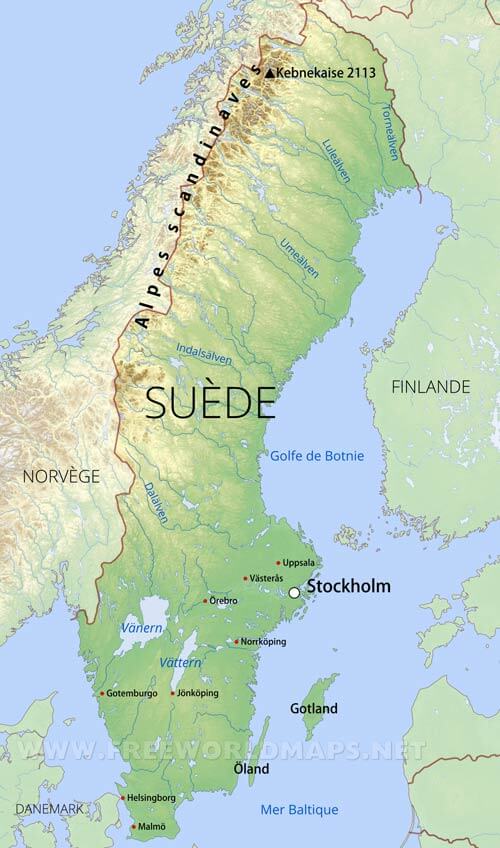 Pain Points De La Carte Suédoise Nord Carte de Suède