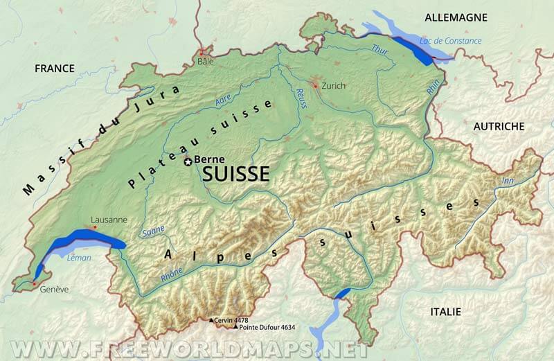 Carte Montagne Suisse Carte de la Suisse