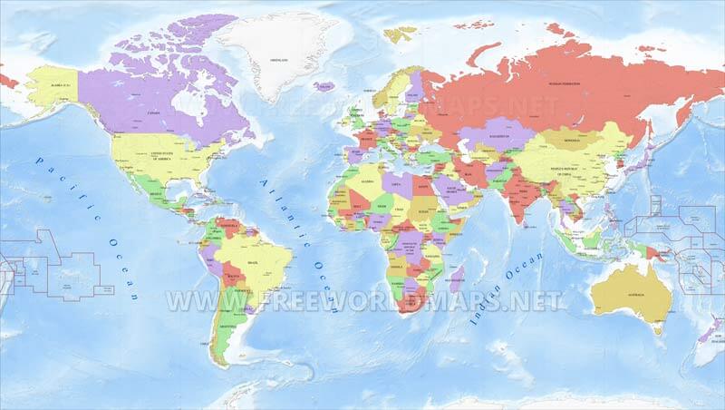 High Res World Map for Illustrator – by Freeworldmaps.net