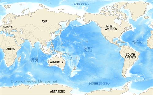 Map With Pacific Ocean In Center Pacific Centered World map