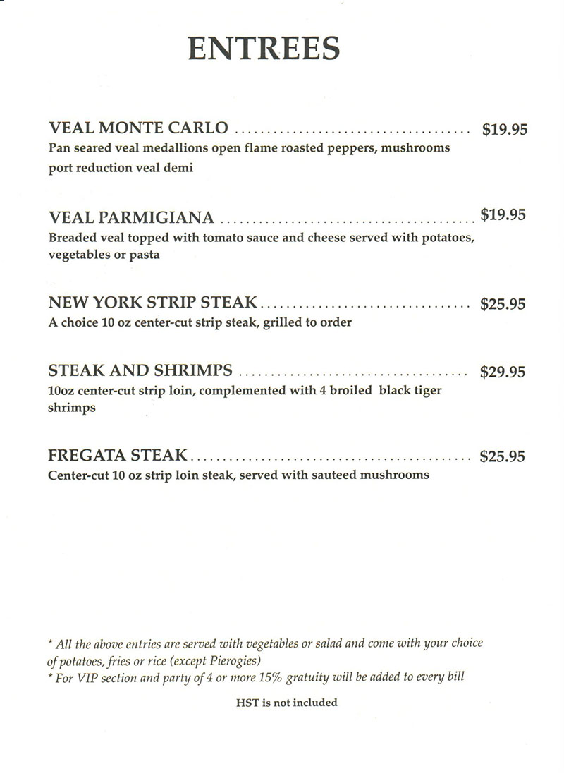 Fregata Menu Regular Menu