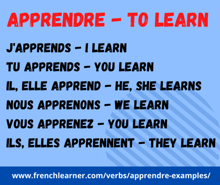 Apprendre Meaning FrenchLearner Verbs