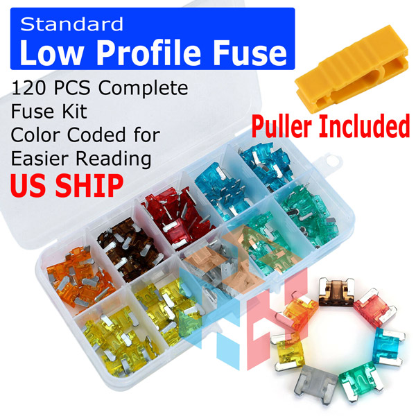 120 pc Low profile Mini Car Fuse Auto Car Motorcycle SUV FUSES Kit APM