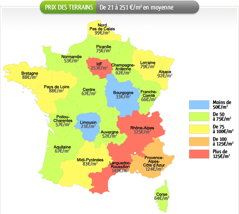 prix d'un terrain constructible au m2 par commune 2023 Comment Calculer Le Prix Au Mètre Carré D'un Terrain Constructible ? - Fresc