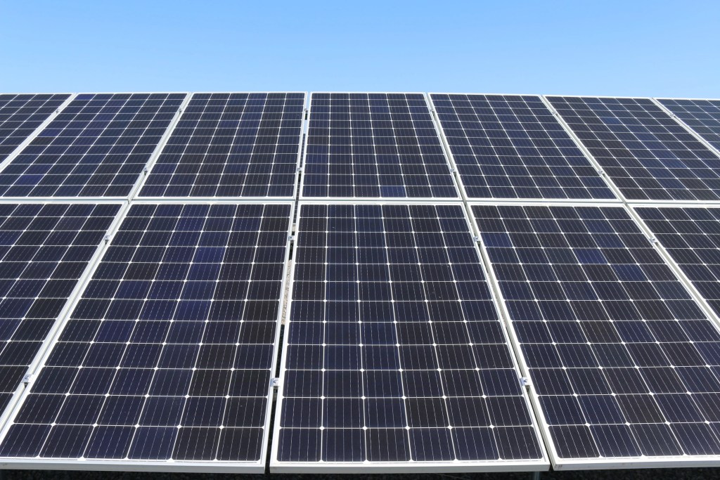 Solar panels on a house roof