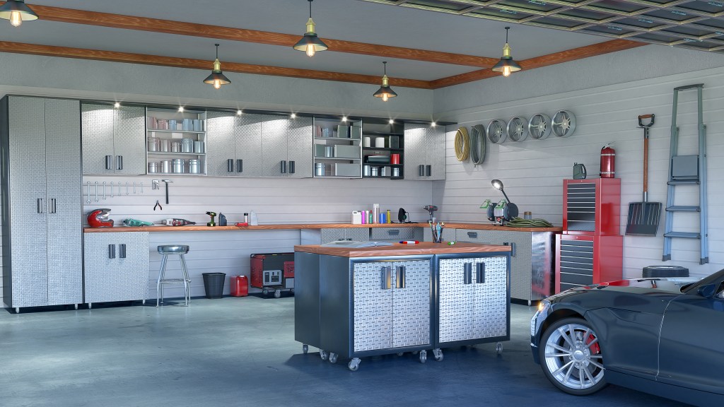 Modern garage interior with multi purpose space