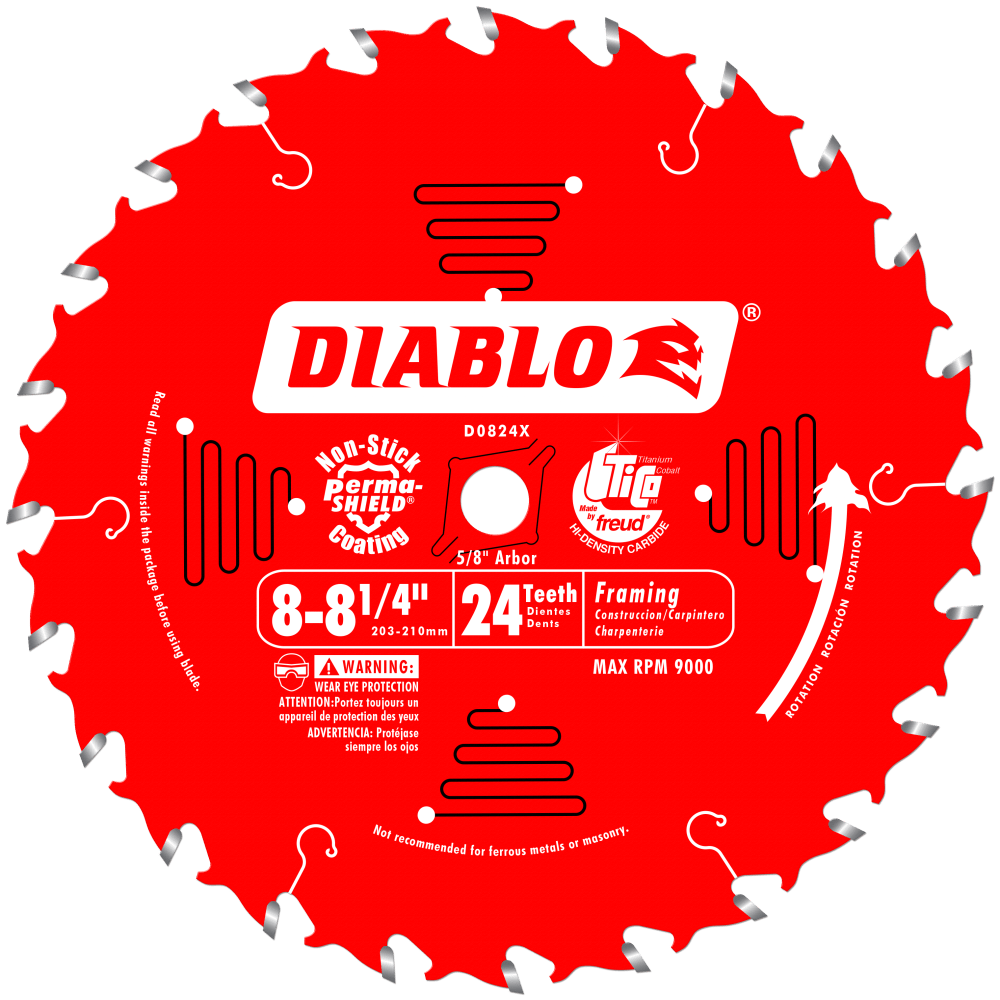 Diablo D0824X 8 to 81/4 in. x 24 Tooth Framing Saw Blade Freud