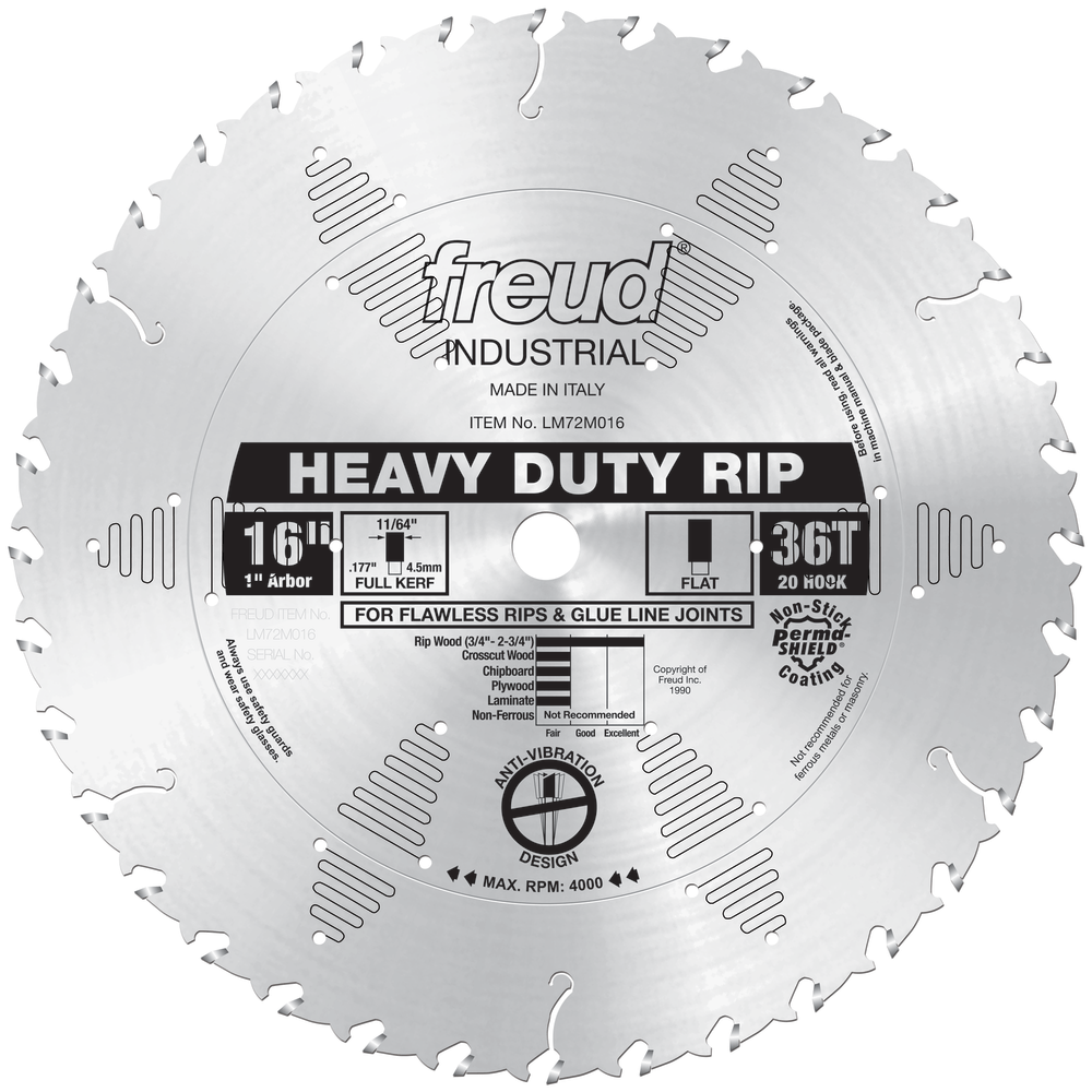 Freud LM72M016 16″ x 36T HeavyDuty Rip Blade Freud Sharpening