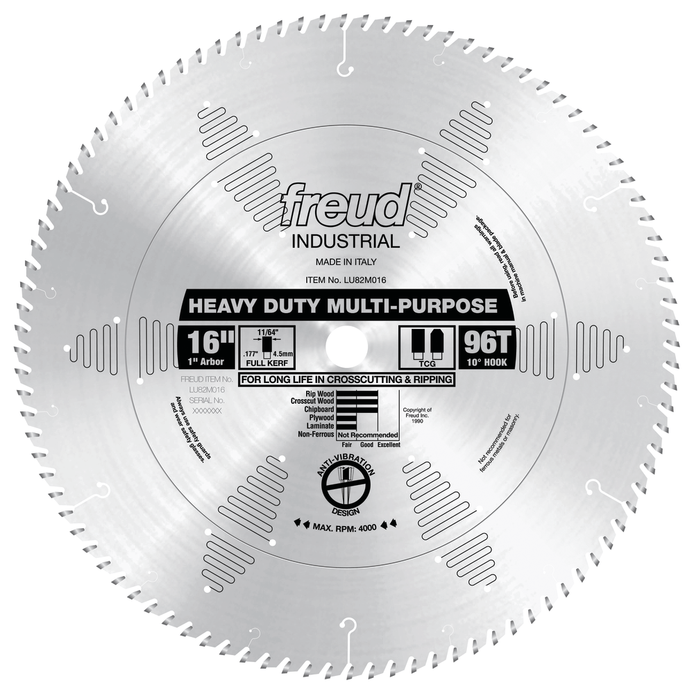 Freud LU82M016 16″ x 96T Heavy Duty MultiPurpose Blade Freud Sharpening