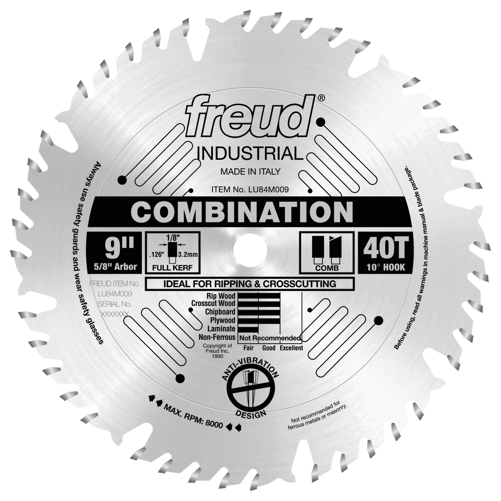 Freud LU84M009 9″ x 40T Combination Blade Freud Sharpening