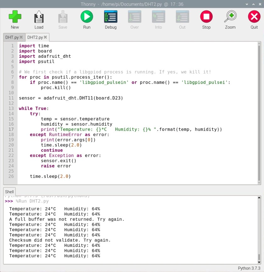 DHT11 temperature and humidity sensor on Raspberry Pi •