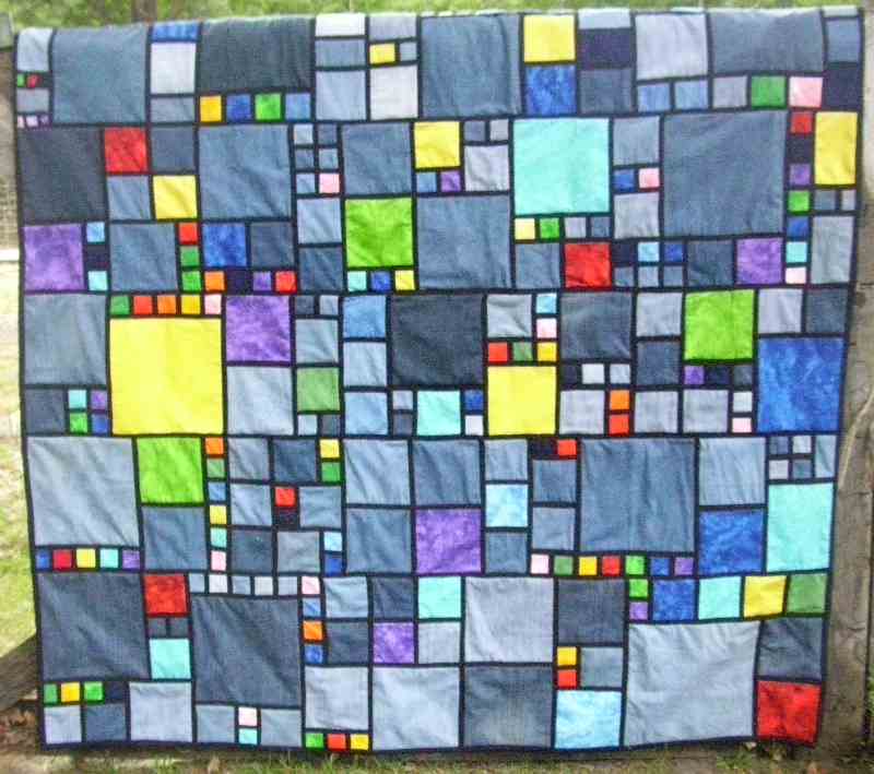 Stained glass denim quilt is done sewing discussion topic