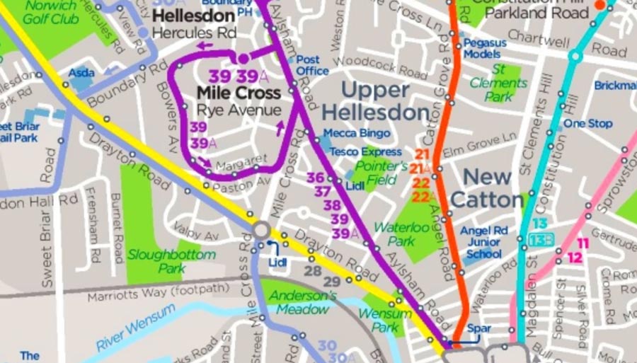 Taunton Bus Routes Map
