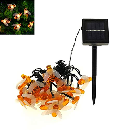 TJW Solar String Lights, Solar Powered Bumble Bee Shape Fairy Light