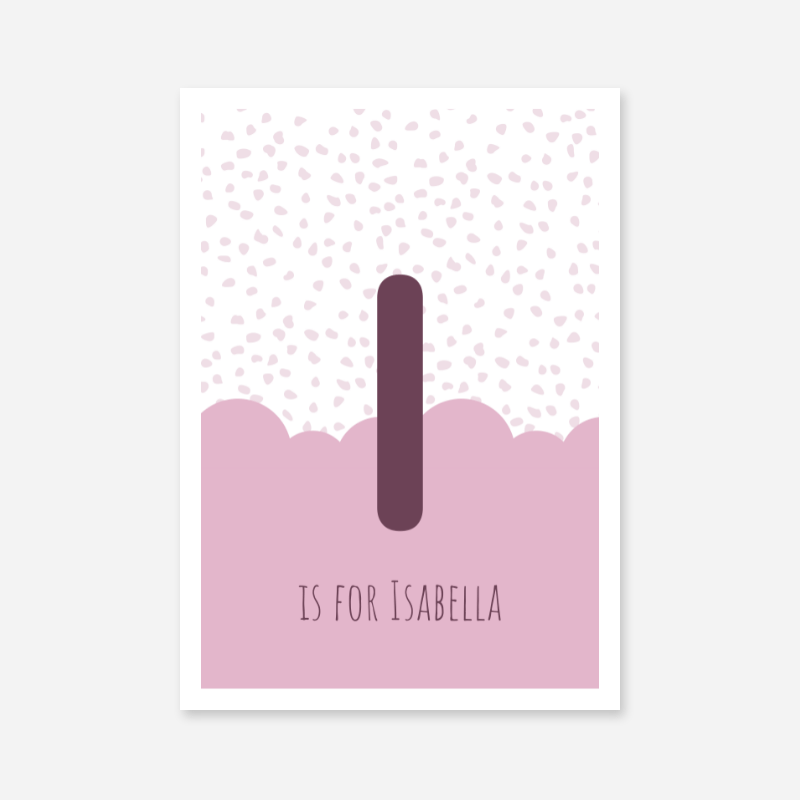 I is for Isabella pink nursery baby room initial name print free