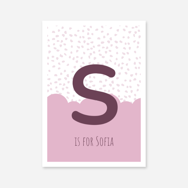 S is for Sofia pink nursery baby room initial name print free wall art