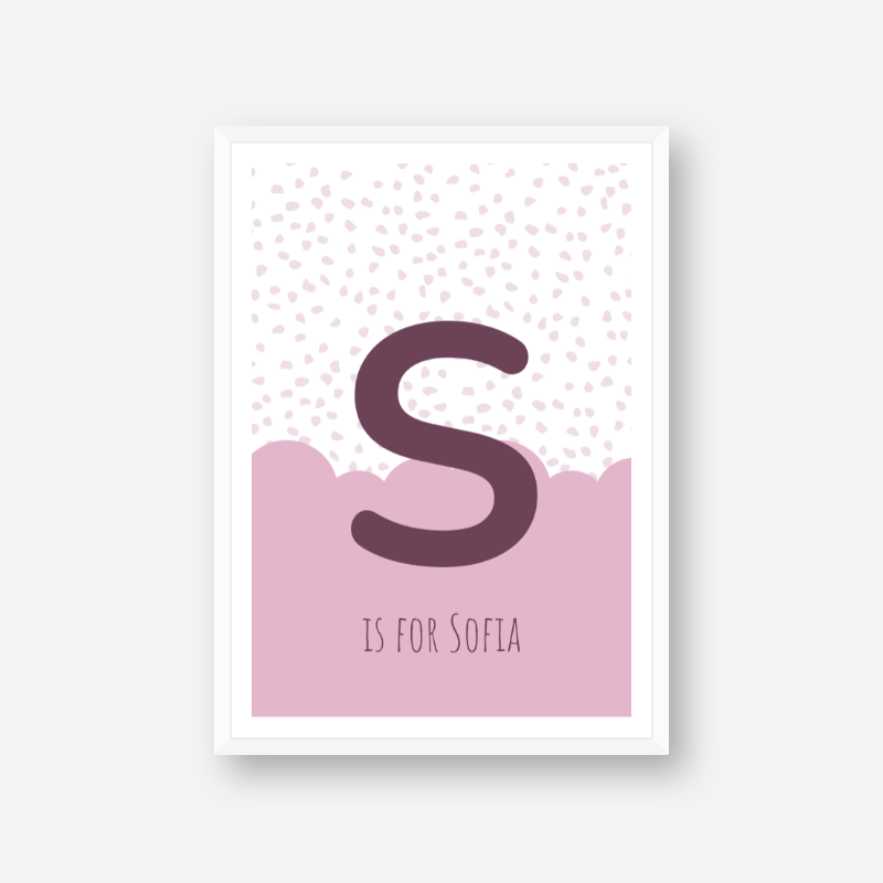 S is for Sofia pink nursery baby room initial name print free wall art