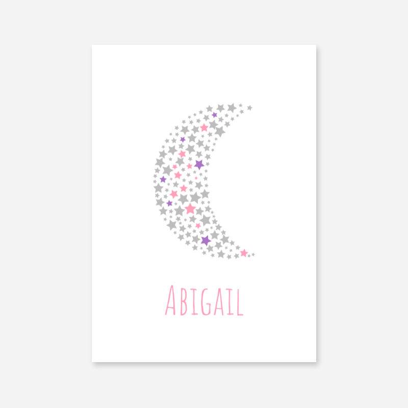 A is for Abigail pink nursery baby room initial name print free wall