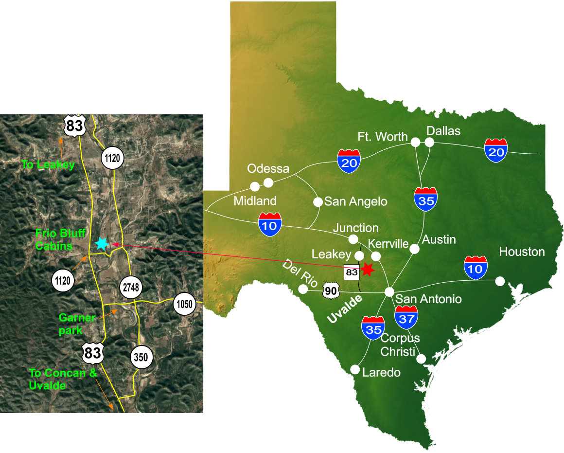Frio Bluff Cabins on the Frio River Maps and Directions