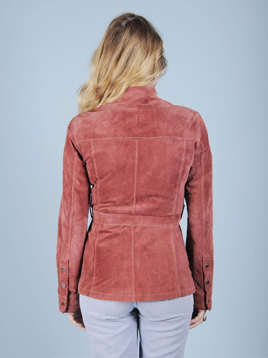 Giacca in vera pelle rosa bruciato vintage ⋆ Friperie