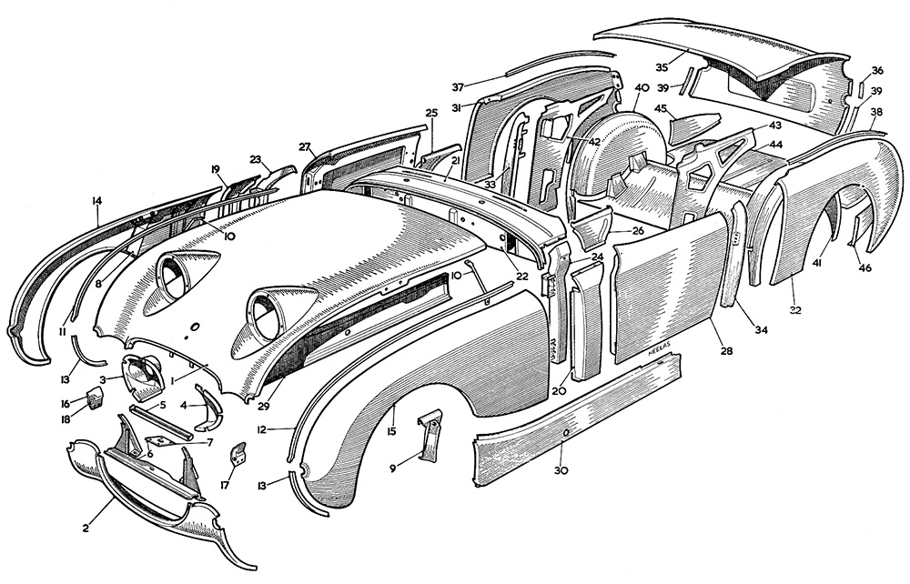 Austin Healey Sprite body panels bodyshell