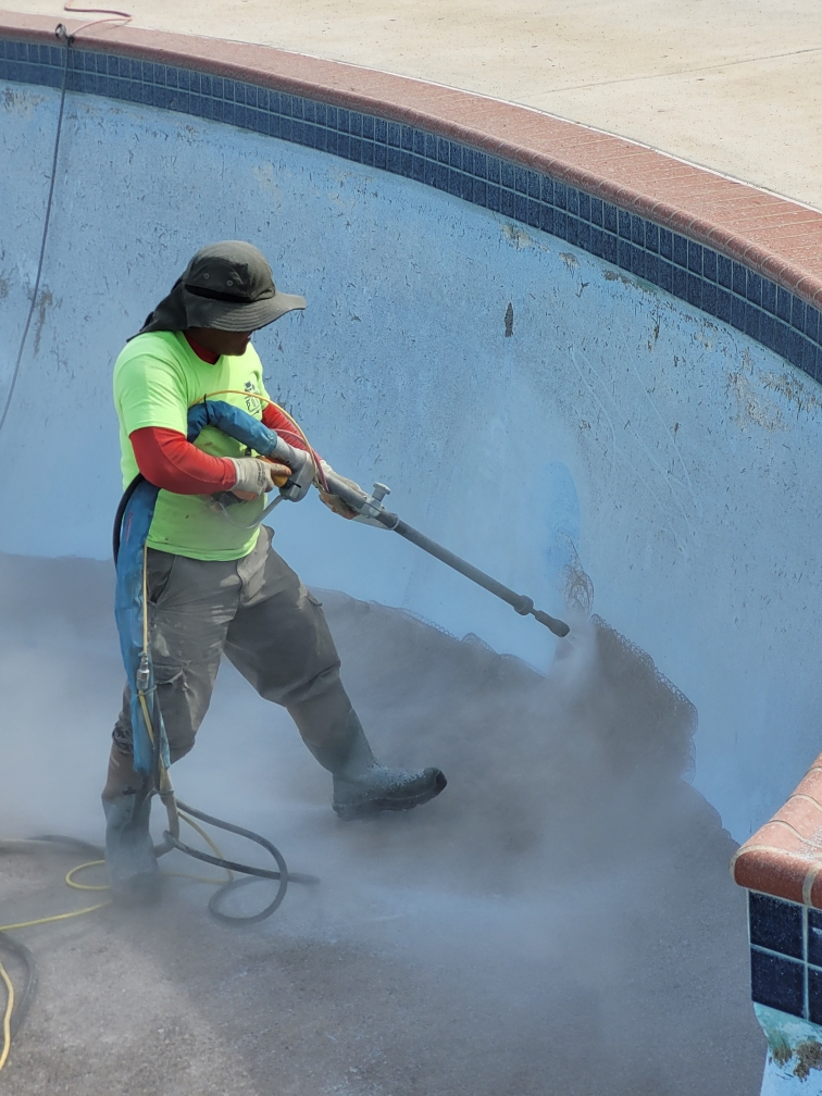 Water Blasting Pool Paint Removal FROG’S POOL RENOVATIONS, PLASTER, TILE, COPING & CONCRETE INC.