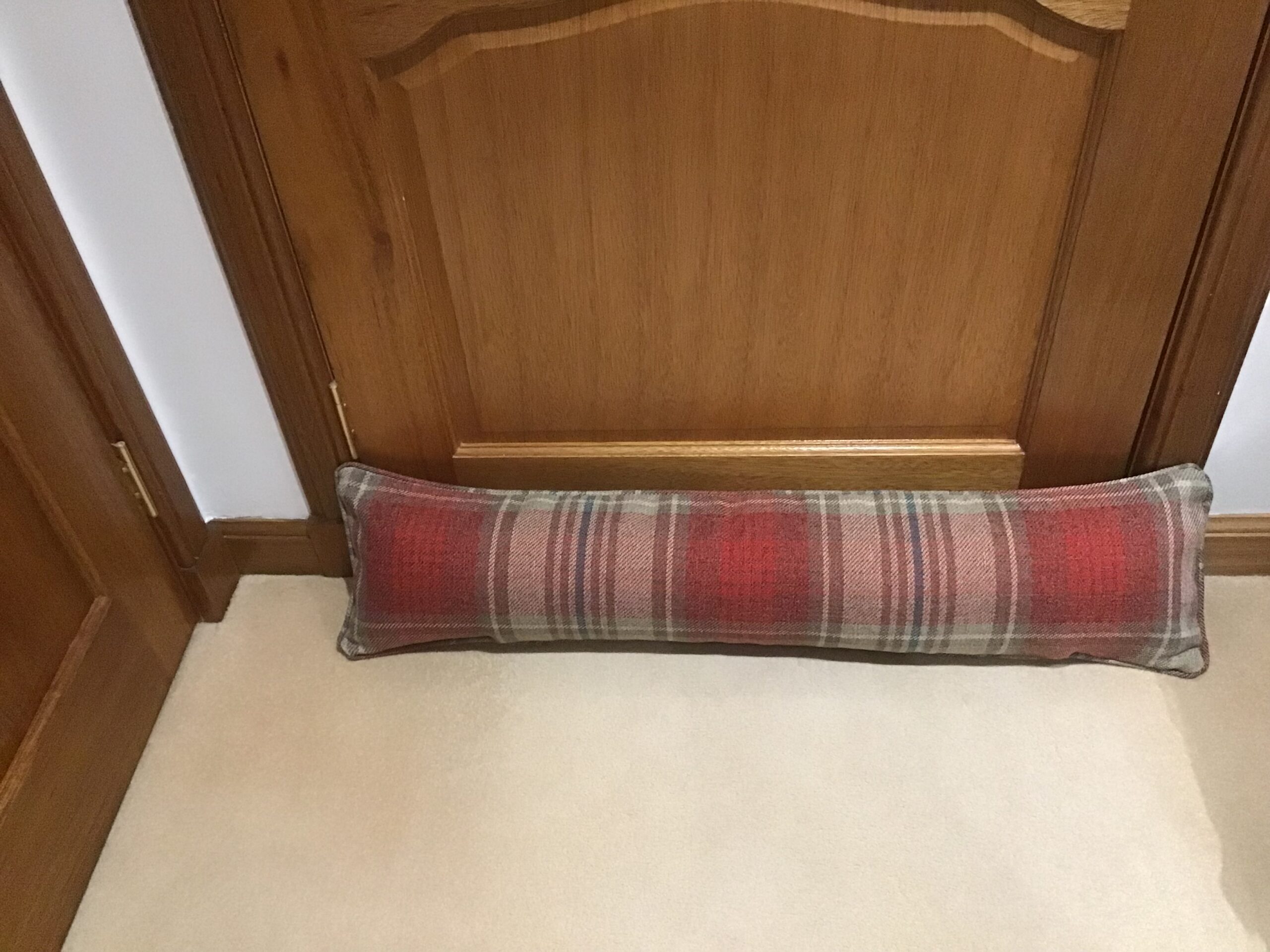 Lomond red check wide draught excluder cushion From Cushions To Curtains
