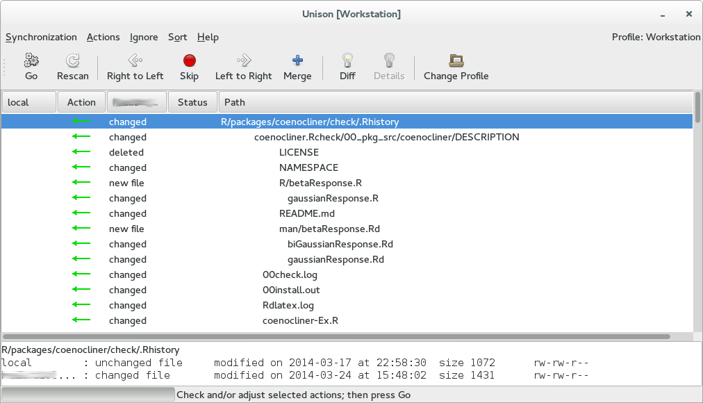 File synchronisation with Unison