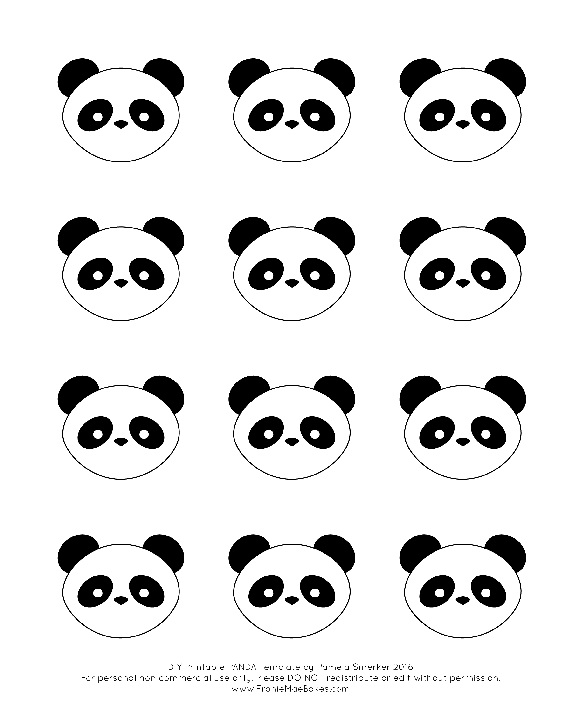 Royal Icing Panda Cupcake Topper with Free Printable Template — Fronie