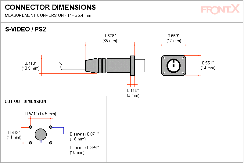 FRONTX Panel Mount MiniDin 6 Pin PS2 Cable bulkhead PS/2 female to
