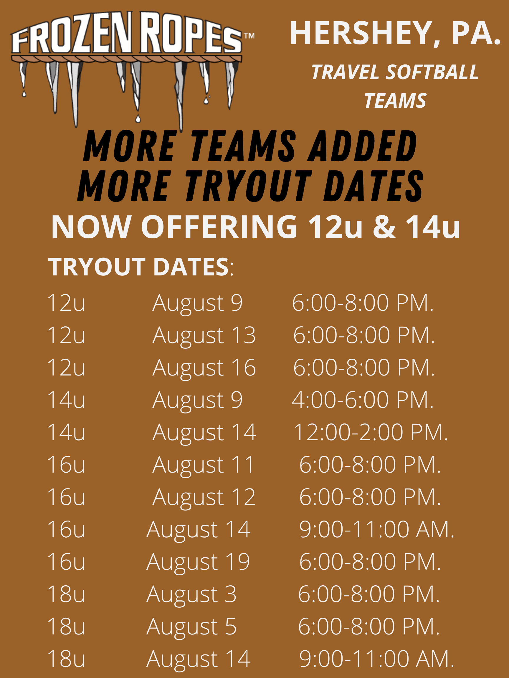 Hershey Pa Events July 2023 20212022 Softball Tryouts 12U, 14U, 16U & 18U Frozen Ropes Hershey, PA