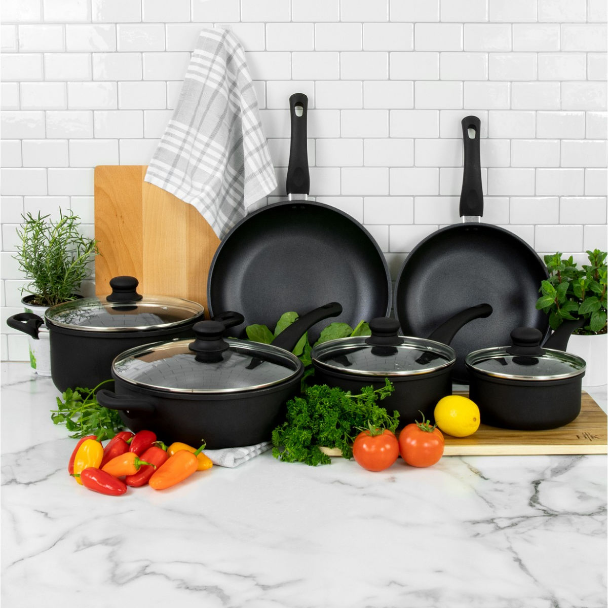 Hell's Kitchen Nonstick 10pc Cookware Set Deal September 2022 Frugal Buzz