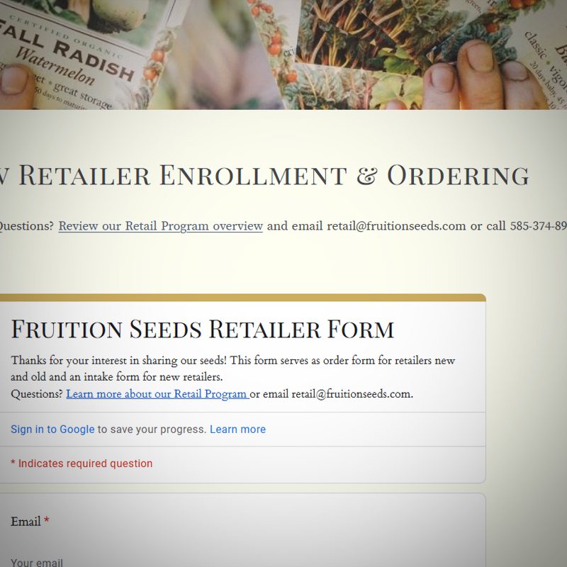 Retailer Order Form Fruition Seeds