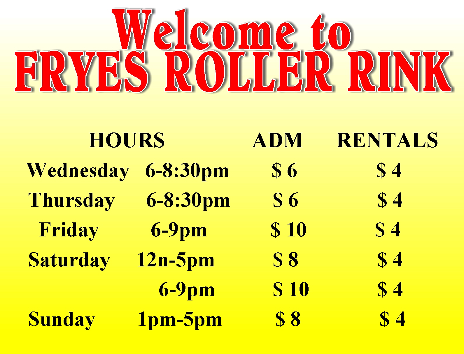 Roller Rink Hours at James Blakeney blog