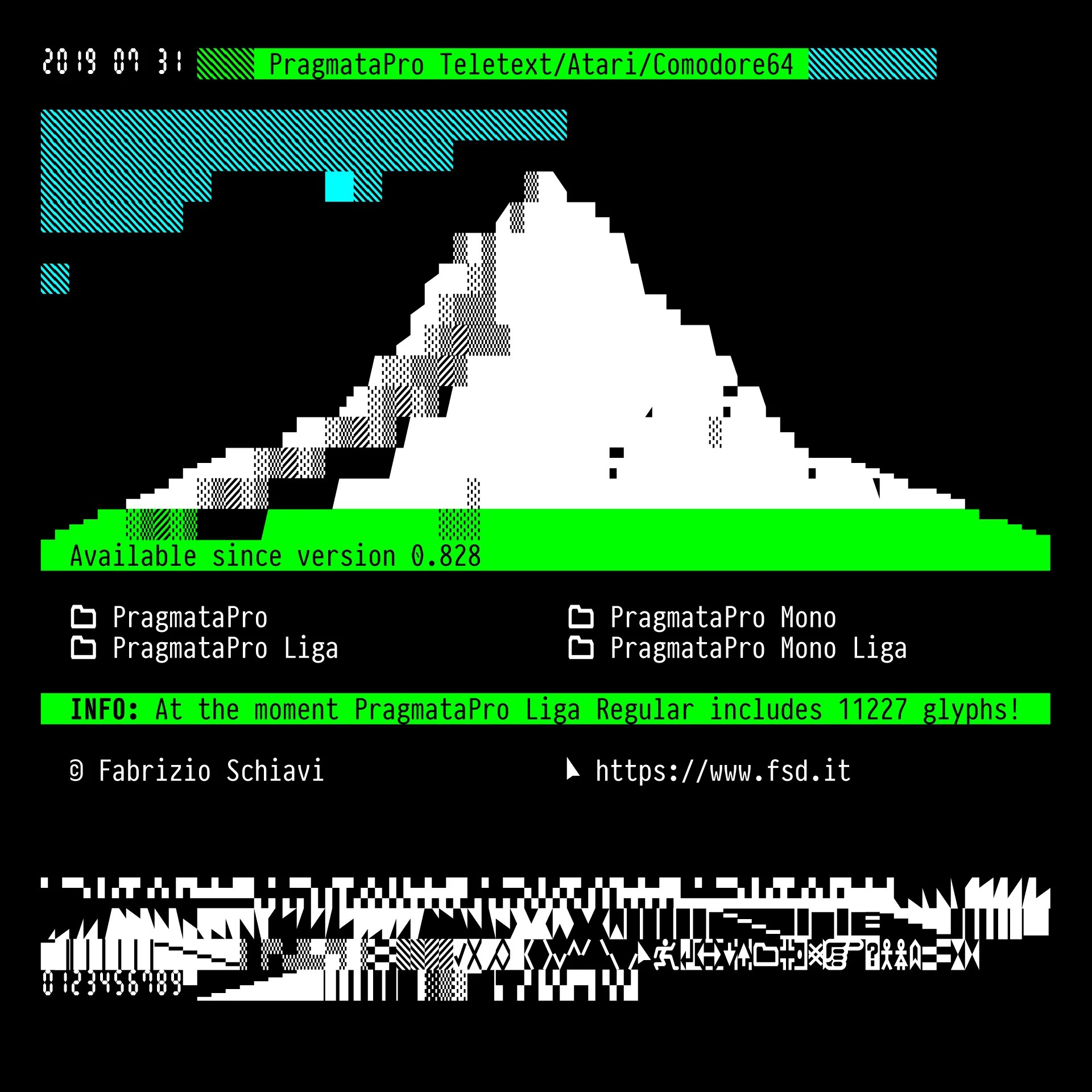 Sample of PragmataPro Graphic for Legacy Computing coming from Teletext, Atari and Comodore64