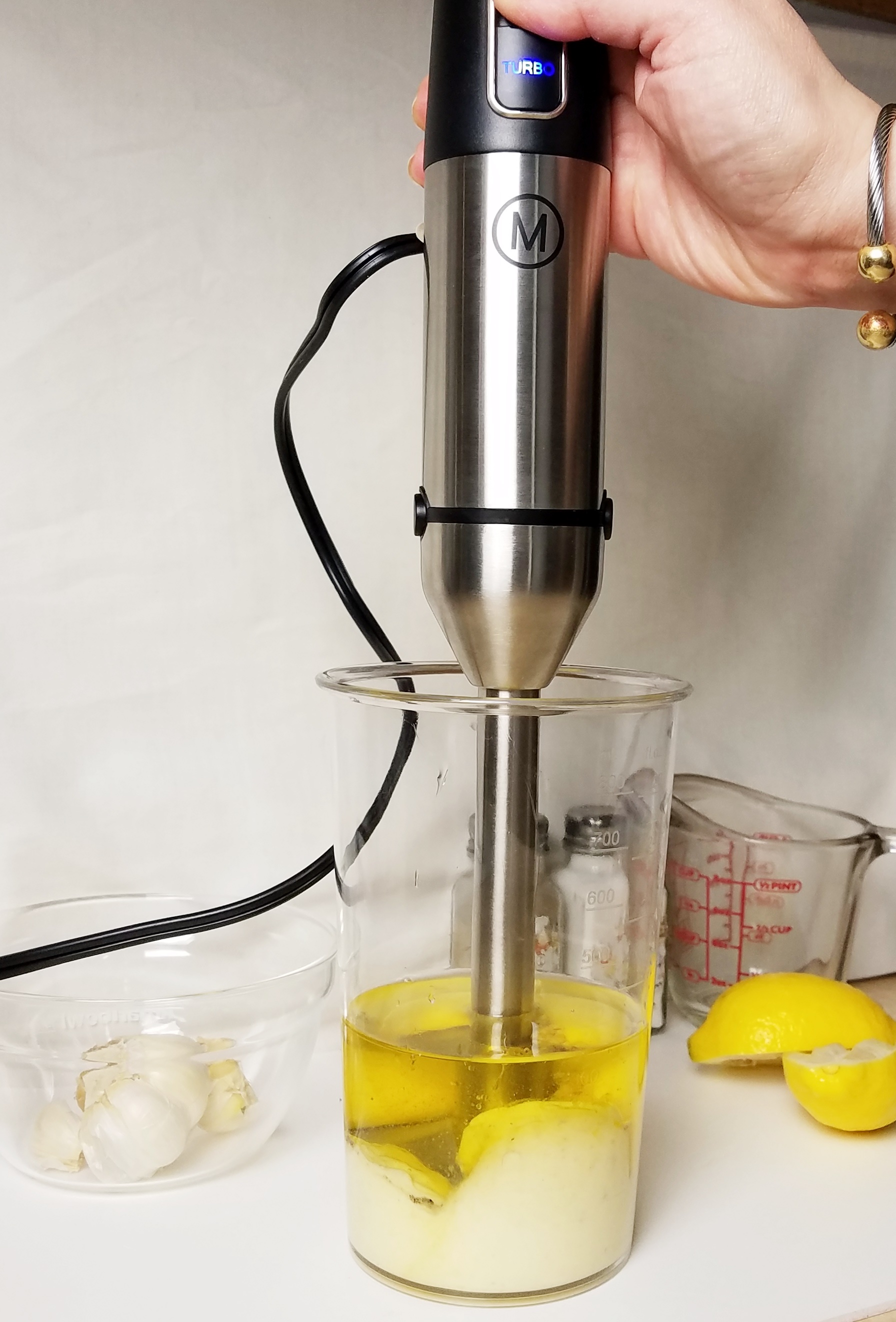 Mealthy Handblend Immersion Blender Homemade Garlic Mayonnaise and