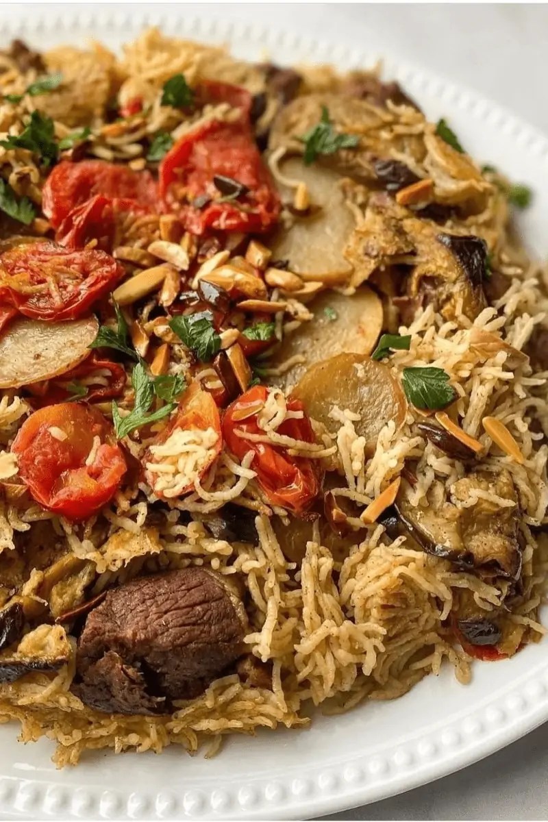 Maqluba (Makloubeh) with Lamb (Arabic Rice Dish) Fufu's Kitchen